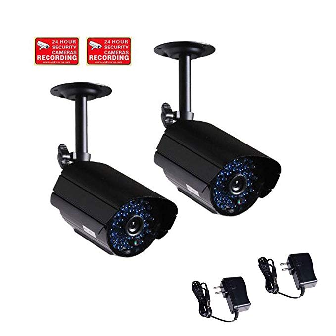 VideoSecu 2 Pack Bullet Outdoor CCTV Infrared Day Night Vision Security Cameras Weatherproof 520TVL High Resolution 36 IR LEDs for DVR Home Surveillance with Power Supplies WK8