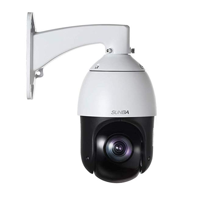 SUNBA 20X Optical Zoom PoE+ Mini Outdoor PTZ Camera, H.265/H.264 1080p High Speed ONVIF Security Dome, Auto-Focus and 328ft Night Vision (405-D20X)