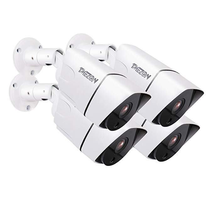 TMEZON 4 Pack 1080P 4.0MP AHD/CVI/TVI/960H 4 in 1 CCTV Camera Outdoor Day/Night Vision with IR-Cut Wide Angle 2.8mm Lens AHD Security Camera Waterproof IP66