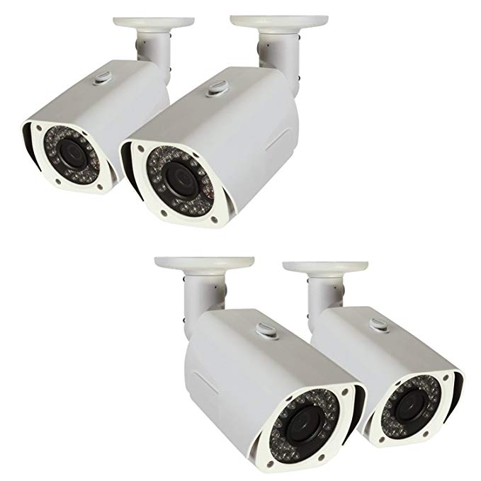 Q-See QCA7201B-4 720p High Definition Analog, Metal Housing, Bullet Security Camera 4-Pack (White)