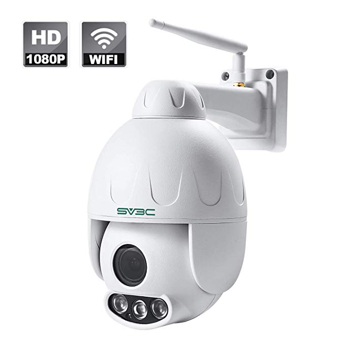 SV3C 1080P Outdoor PTZ WiFi Security Camera,Pan Tilt Zoom (5X Optical Zoom) Wireless Surveillance CCTV IP Camera,Waterproof Speed Dome Camera,165ft Night Vision,Support Max 128GB SD Card