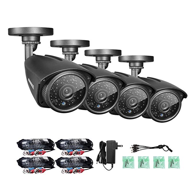 ANNKE 4 Pack1.3MP 960P HD TVI Home Security Bullet Camera, 3.6MM Lens IP66 Waterproof Outdoor Indoor Night/Day Vision 100ft