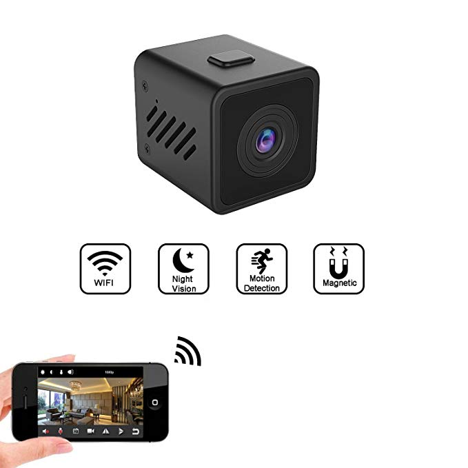 WiFi Hidden Camera, HD 1080P Mini Spy Camera Motion Detection Loop Recording, Wireless Security Camera Night Vision Up to 17ft Home Security, Support Max 128G (No SD Card Included)