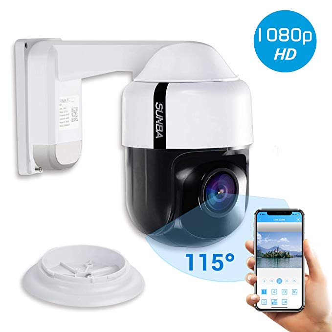 SUNBA 305-D4X PTZ PoE+ 1080p Mini IP Security Camera with Built-in Audio, 4X Optical Zoom, Auto Focus, Indoor/Outdoor and Night Vision up to 150ft