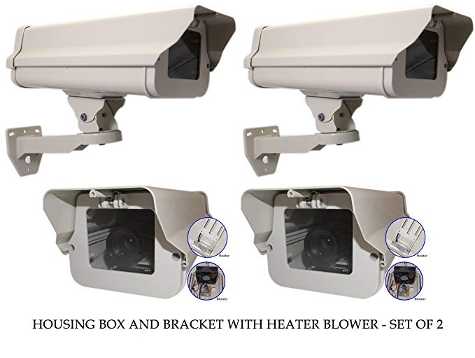 Evertech Housing CCTV Security Surveillance Outdoor Camera box with Bracket and Heater-Blower Weatherproof Heavy Duty Aluminum - Brackets Included (SET OF 2)