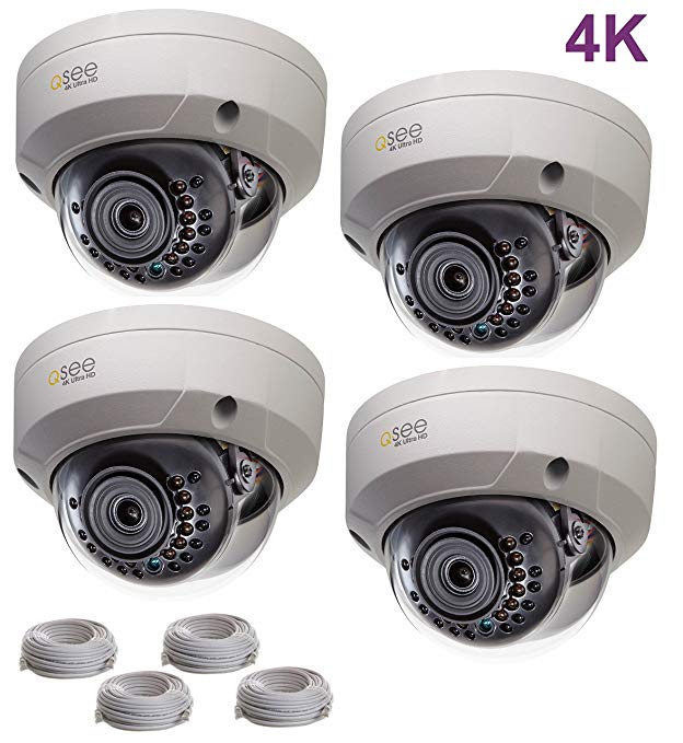 Q-See 4K 8MP HD QC IP Series Dome Security Camera with Night Vision and H.265+ (4-pack QCN8096D)