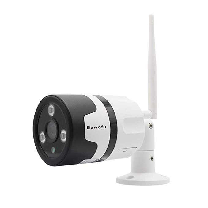 Bawofu 1080P Full HD WiFi Outdoor IP Security Bullet Camera, 180 Degree Wide Viewing Angle, Weatherproof and Motion Detection with Night Vision