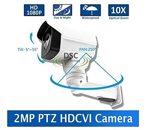 DiySecurityCameraWorld-2MP CMOS HD-CVI MINI PTZ BULLET CAMERA 10X OPTICAL ZOOM 1080P 5.1-5mm LENS IP66, BNC 12VDC