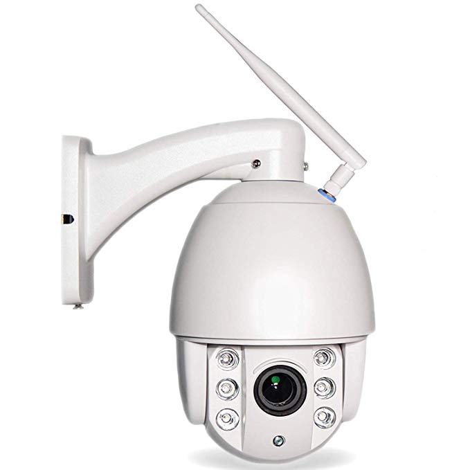 WGCC WiFi Ptz Dome IP Camera Wireless Outdoor 2MP HD 1080p 4X Optical Zoom 2.8-12mm WiFi 30M Night Vision 60M Onvif 2.1 with SD Card Slot, Support Audio in/Out