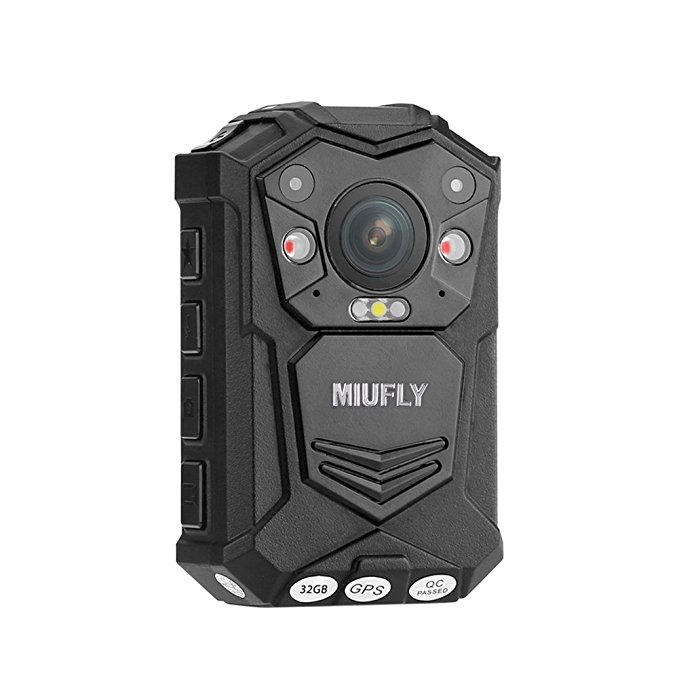 MIUFLY 1296P HD Waterproof Police Body Camera With 2 Inch Display, Night Vision, Built in 32G Memory and GPS