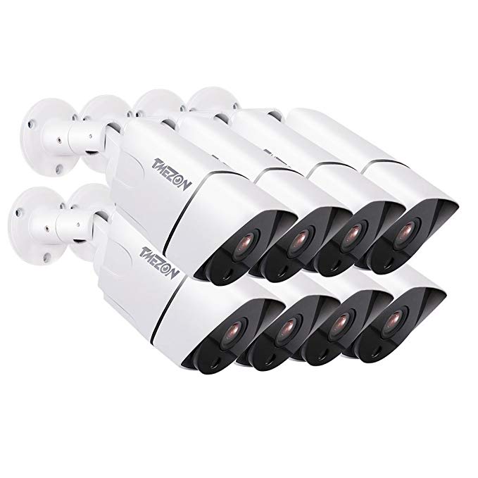 TMEZON 8 Pack 1080P 4.0MP AHD/CVI/TVI/960H 4 in 1 CCTV Camera Outdoor Day/Night Vision with IR-Cut Wide Angle 2.8mm Lens AHD Security Camera Waterproof IP66