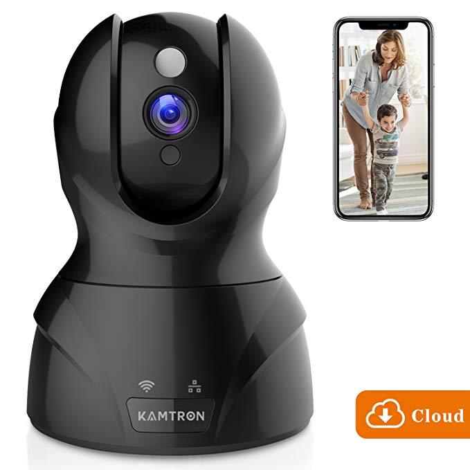 Security Camera WiFi IP Camera - KAMTRON HD Home Wireless Baby/Pet Camera with Cloud Storage Two-Way Audio Motion Detection Night Vision Remote Monitoring,Black