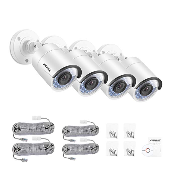 ANNKE (4) HD 960P 1.3MP Security Bullet Camera with Indoor/Outdoor IP67 Weatherproof, 100ft Super Night Vision and Wide Angle of View