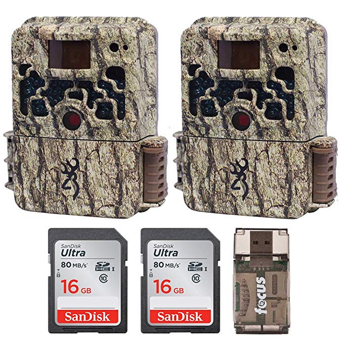 Browning Trail Cameras (2) Strike Force Extreme 16 MP Game Camera + 16GB SD Card + Focus USB Reader