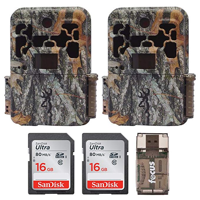 Two Browning Spec Ops Advantage 20MP Trail/Game Cameras with Color Display + 2 16GB Cards + Focus USB Reader