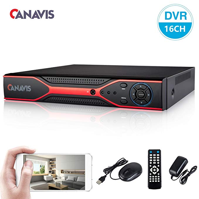 CANAVIS 16CH 1080N Hybrid 5-in-1 AHD DVR (1080P NVR+1080N AHD+960H Analog+TVI+CVI) Standalone DVR CCTV Surveillance Security System Video Recorder No HDD,Cameras Not Included