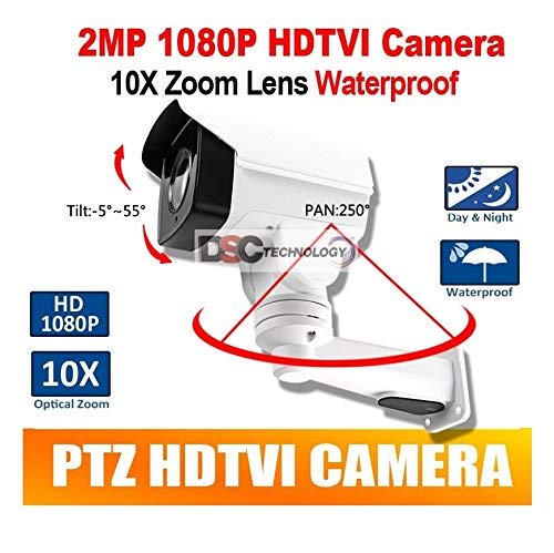 2MP CMOS HD-TVI MINI PTZ BULLET Security CAMERA 10X OPTICAL ZOOM 1080P 5.1-51mm LENS IP66, BNC Output, 12VDC, For TVI DVR ONLY
