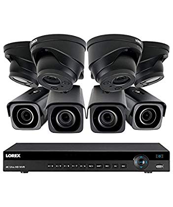 Lorex 8 channel NR9082 4K home security system with 4 8MP 4K LNB8973BW Varifocal Motorized Bullet Cameras and 4 8MP 4K LND8974BW Varifocal Motorized Dome Cameras - 4KHDIP844NV