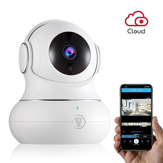 Wireless Home IP Security Camera - Littlelf WiFi Indoor IP Camera for Baby/Pets/Home/Office Monitor with Pan/Tilt/Zoom, Cloud Available&Night Version&2-Way Audio-White (720p)