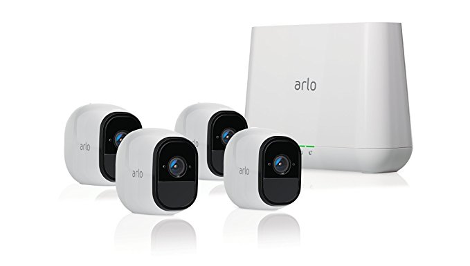 Arlo Pro by NETGEAR Security System with Siren - 4 Rechargeable Wire-Free HD Cameras with Audio, Indoor/Outdoor, Night Vision (VMS4400), Works with Alexa