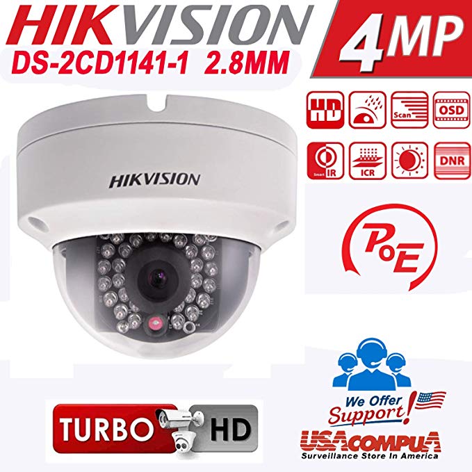 Hikvision DS-2CD1141-I CCTV POE 4MP Dome IP HD Security Network Camera English Version 2.8mm (Hikvision DS-2CD2142F-I Update Version)