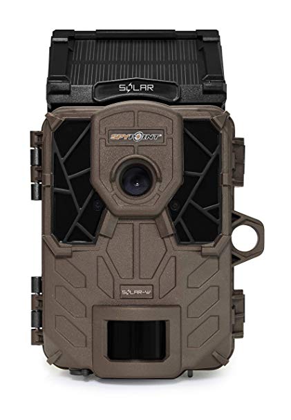 SPYPOINT Solar-W Trail Camera 12MP HD Video Patented Solar Panel&Rechargeable Built-in Battery, High Power LEDs, Super Low Glow, IR Boost Tech, 2