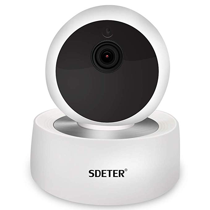SDETER Home Security Camera, 1080P Wireless WiFi Cam, Surveillance IP Dome Cameras, Indoor Ptz Baby Pet Shop Monitor with Infrared Night Vision Cloud Service Android iOS Remote Contral (White-1080P)