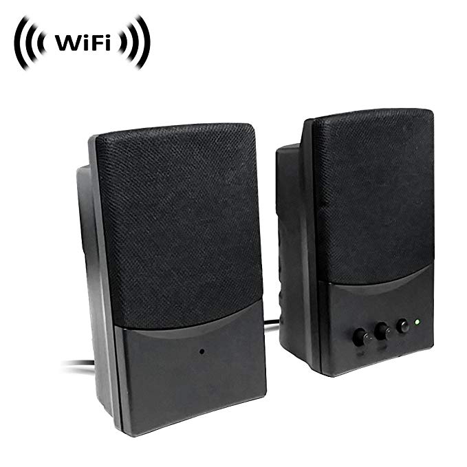 Wireless Spy Camera with WiFi Digital IP Signal, Recording & Remote Internet Access (Camera Hidden in Computer Speakers)