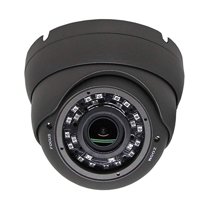 SVD HD TVI 1080P Outdoor Turret Dome 2.8-12mm Varifocal Security Camera with IR Night Vision Black