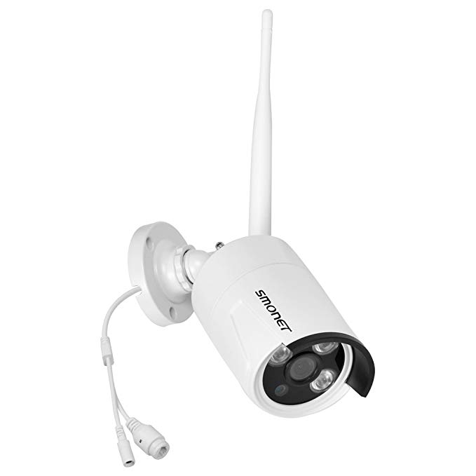 SMONET Wireless IP Camera, 720P Outdoor/Indoor Security Camera with 65Ft Night Vision, 5dB Wireless Antenna,3pcs Array LED Light and Bracket, No Power Supply
