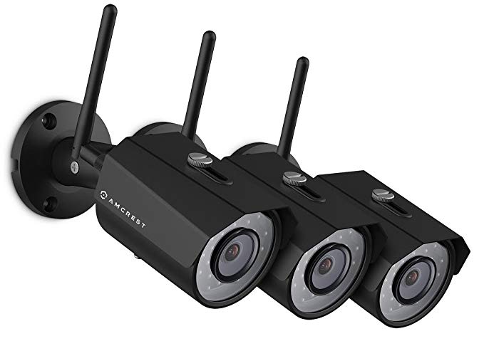 3-Pack Amcrest ProHD Outdoor 3-Megapixel (2304 x 1296P) WiFi Wireless IP Security Bullet Camera - IP67 Weatherproof, 3MP (1080P/1296P), IP3M-943B (Black)