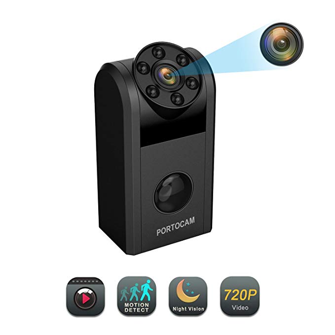 Hidden Spy Camera, PORTOCAM 720P Mini Spy Camera with Night Vision, Motion Detection Camera Portable Video Recorder for Home Security Surveillance (Video Only)