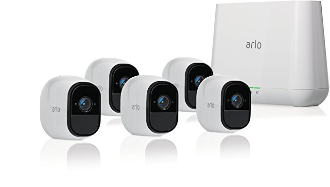 Arlo Pro Security System with Siren - 5 Rechargeable Wire-Free HD Cameras with Audio, Indoor/Outdoor, Night Vision, Works with Alexa (VMS4530)