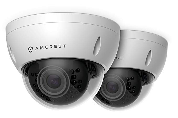 2-Pack Amcrest ProHD Outdoor 3 Megapixel POE Vandal Dome IP Security Camera - IP67 Weatherproof, IK10 Vandal-Proof, 3MP (2048 TVL), IP3M-956E (White)