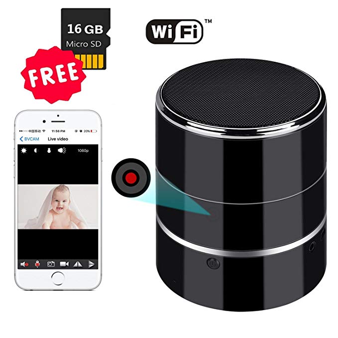 Hidden Camera 1080P WIFI HD Spy Cam Bluetooth Speakers Wireless Mini Camera Rotate 180° Video Recorder Motion Detection Real-Time View Nanny Cam