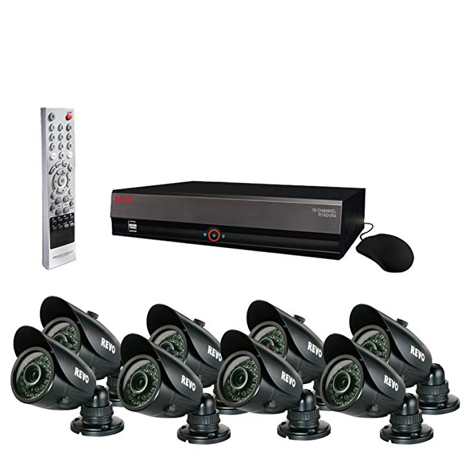 Revo Surveillance System R164B8G-3T -DVR 16 Channel 3TB Hard Drive + 8 700TVL Bullet Cameras with 100ft Night Vision - Best for Home & Businesses